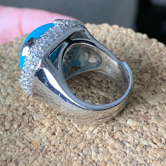 HOST PICK! Turquoise Cocktail Ring .925 - Picture 7 of 9